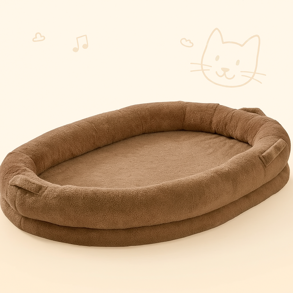 Large Human Dog Bed with Washable Faux Rabbit Fur