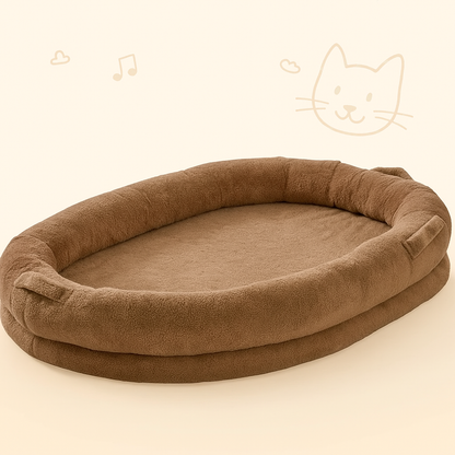 Large Human Dog Bed with Washable Faux Rabbit Fur