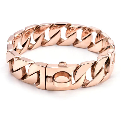 Rose Gold Stainless Steel 32MM Wide Dog Leash